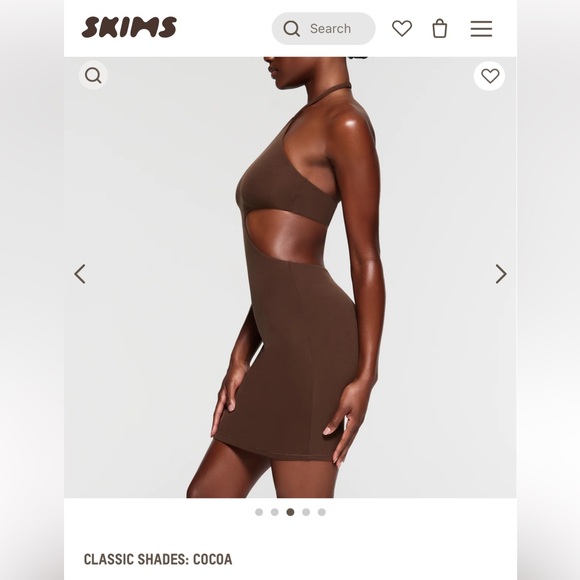 SKIMS FITS EVERYBODY CUT OUT HALTER DRESS | COCOA SMALL NWT - Picture 3 of 10